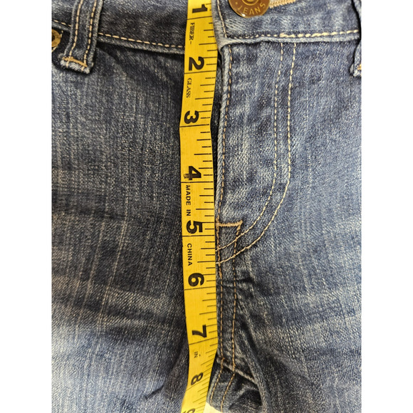 Y2K Express Low Rise Flare Womens Sz 4 Long Denim Jeans Preppy Normcore - Picture 12 of 14